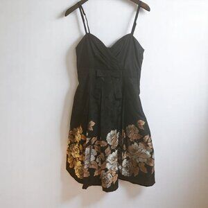 Black floral cocktail dress